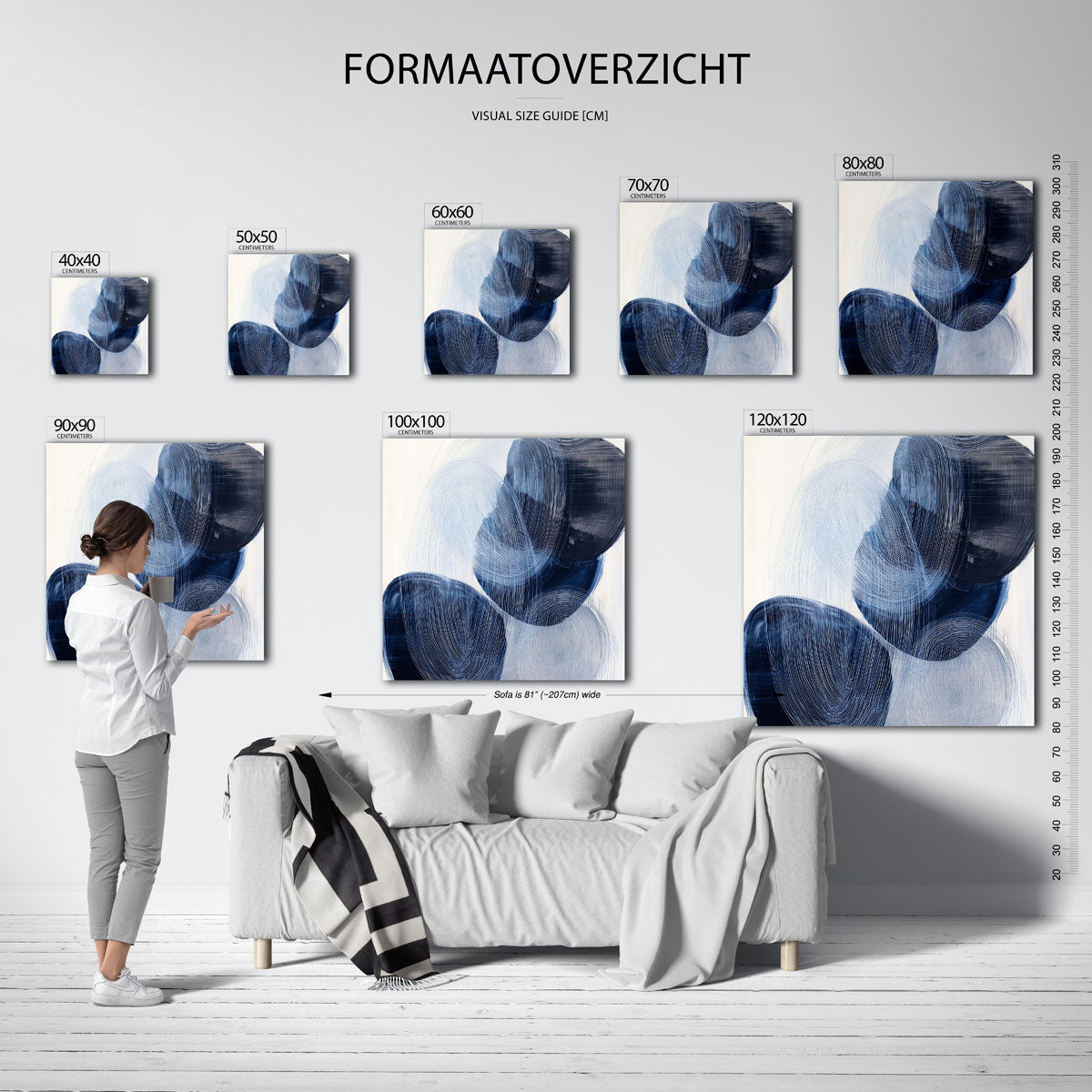 Abstracte blauwe vormen Poster