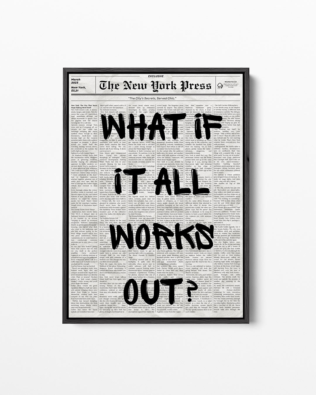 Krant met zwarte tekst Kunstwerk
