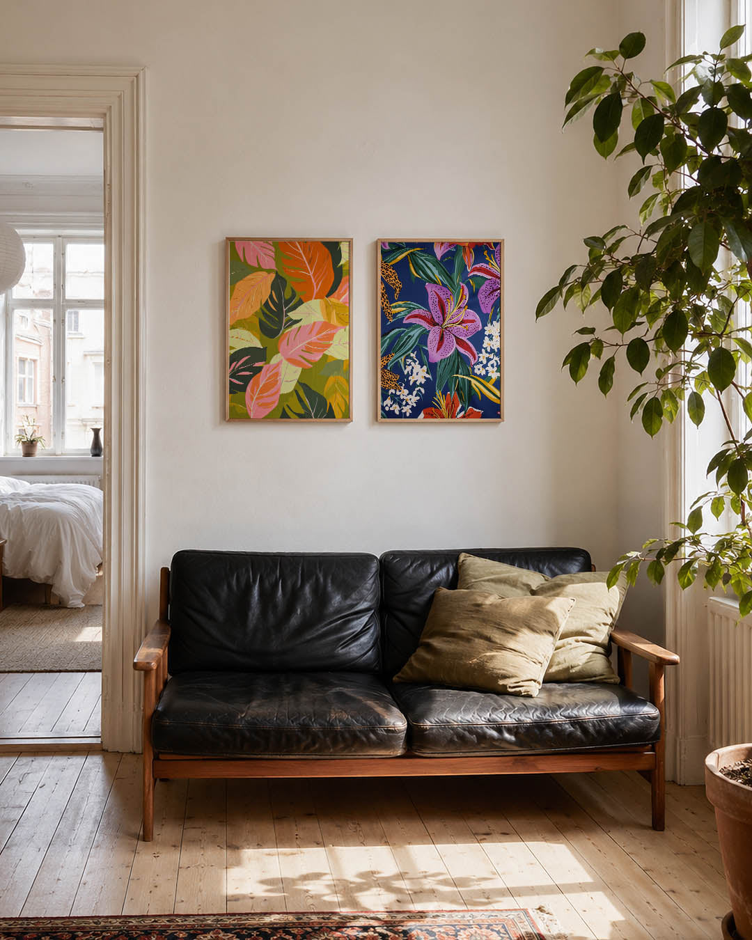 Bladpatroon kleurrijk Posterset