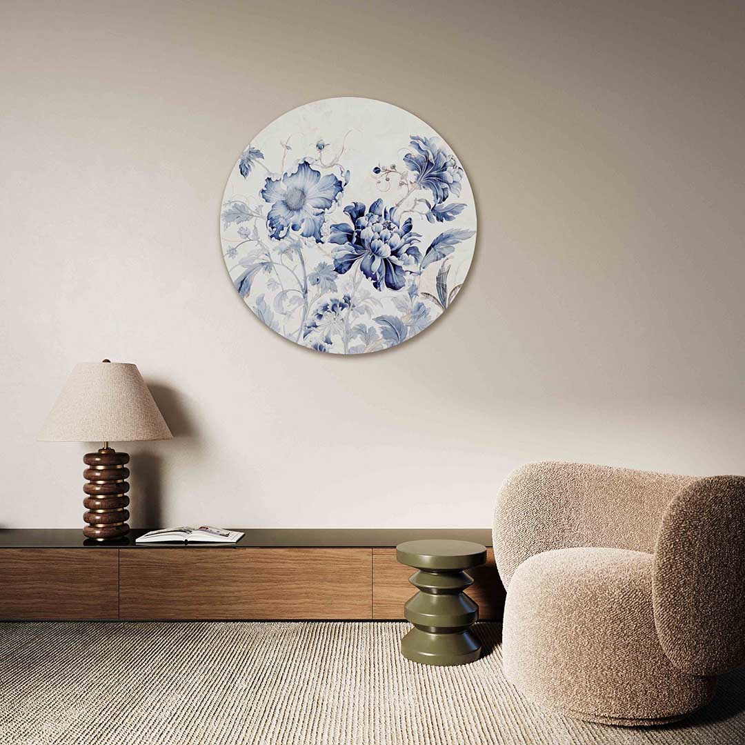 Blauwe bloemen Muurcirkel