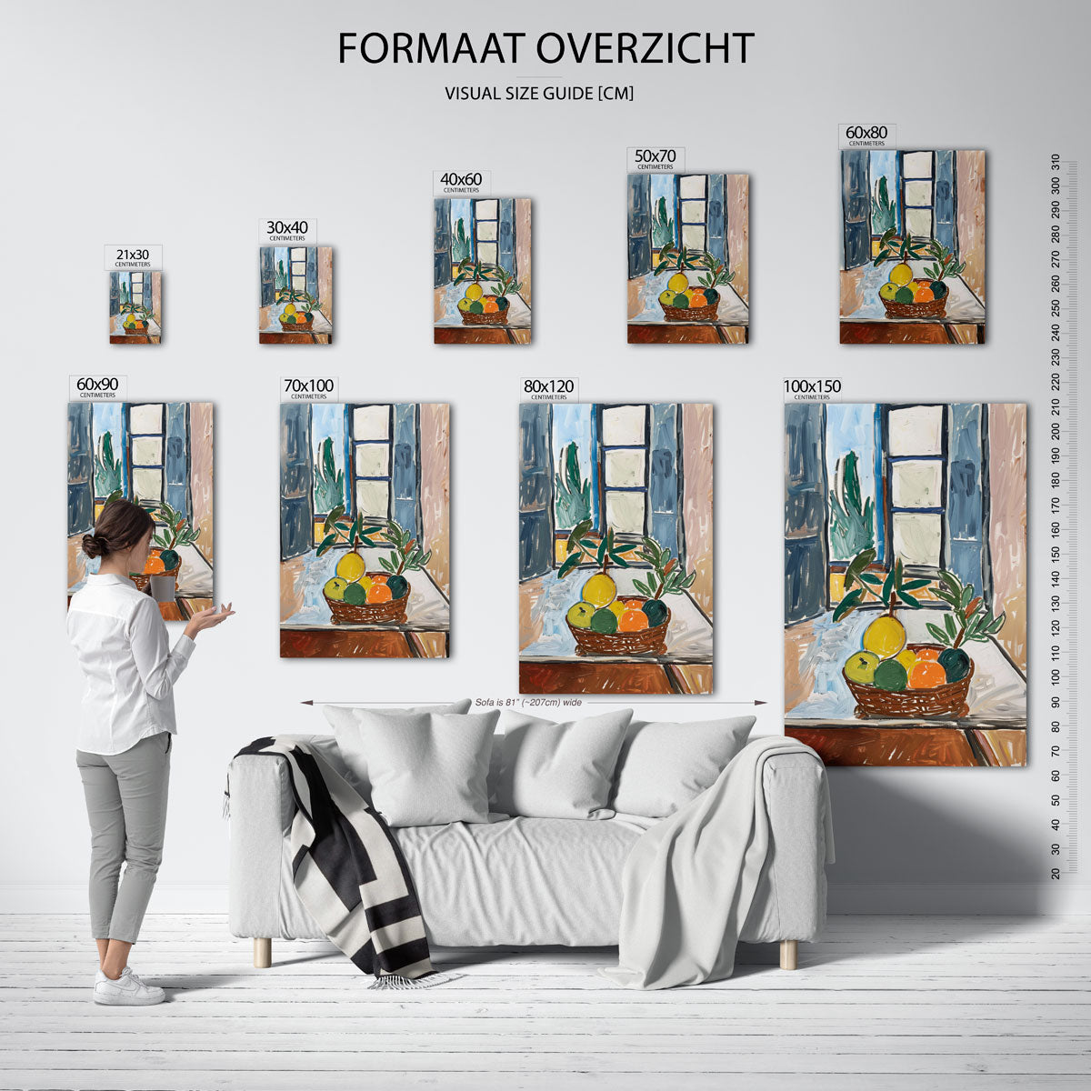 Fruitmand bij raam Poster