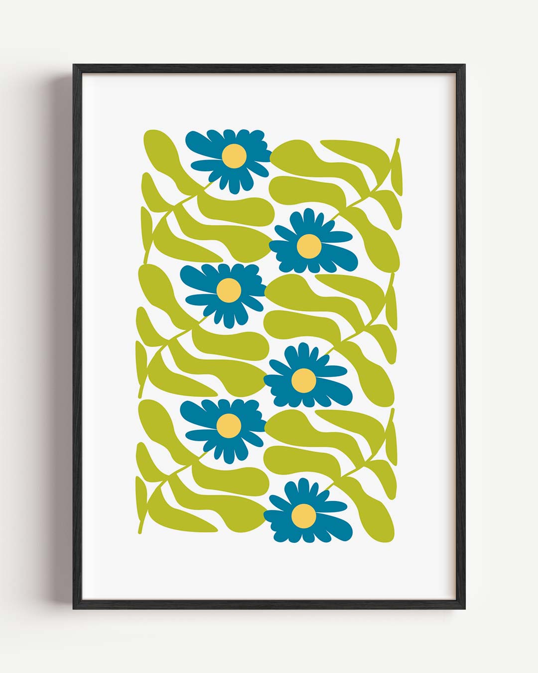 Bloemenpracht in Blauw en Groen Poster-WallArtistic