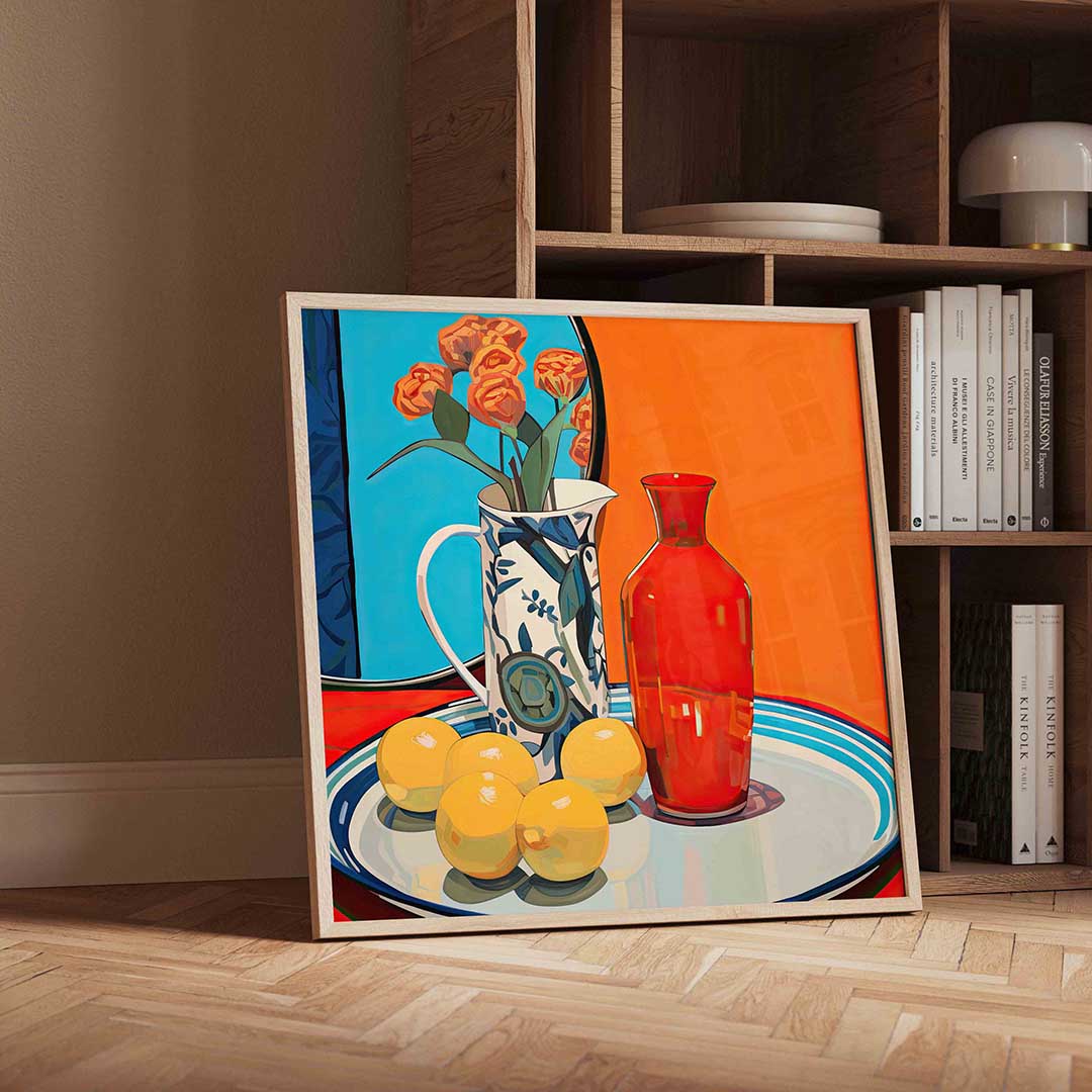 Stilleven met bloemen en vruchten Poster