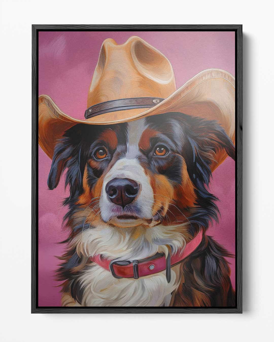Tough Dog Cowboy auf pinkfarbenem Kunstwerk