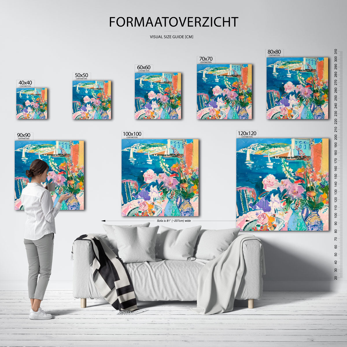 Bloemen en zeilboten Poster