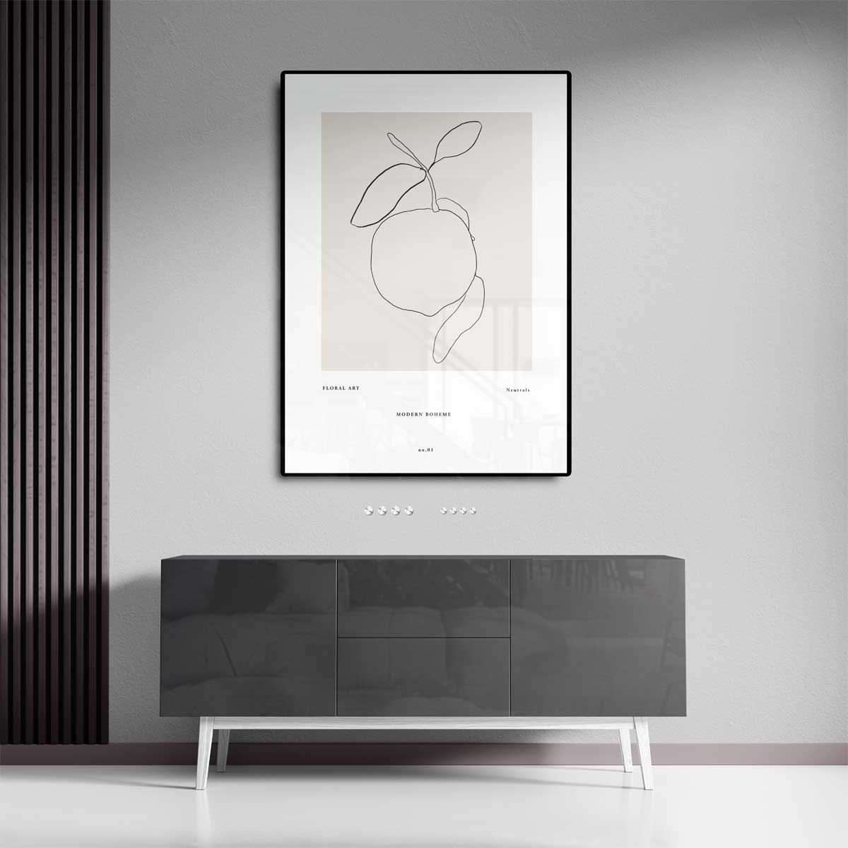 Minimalistische Lijntekening van Citrus Kunstwerk-canvas-dibond-plexiglas-wanddecoratie-WallArtistic