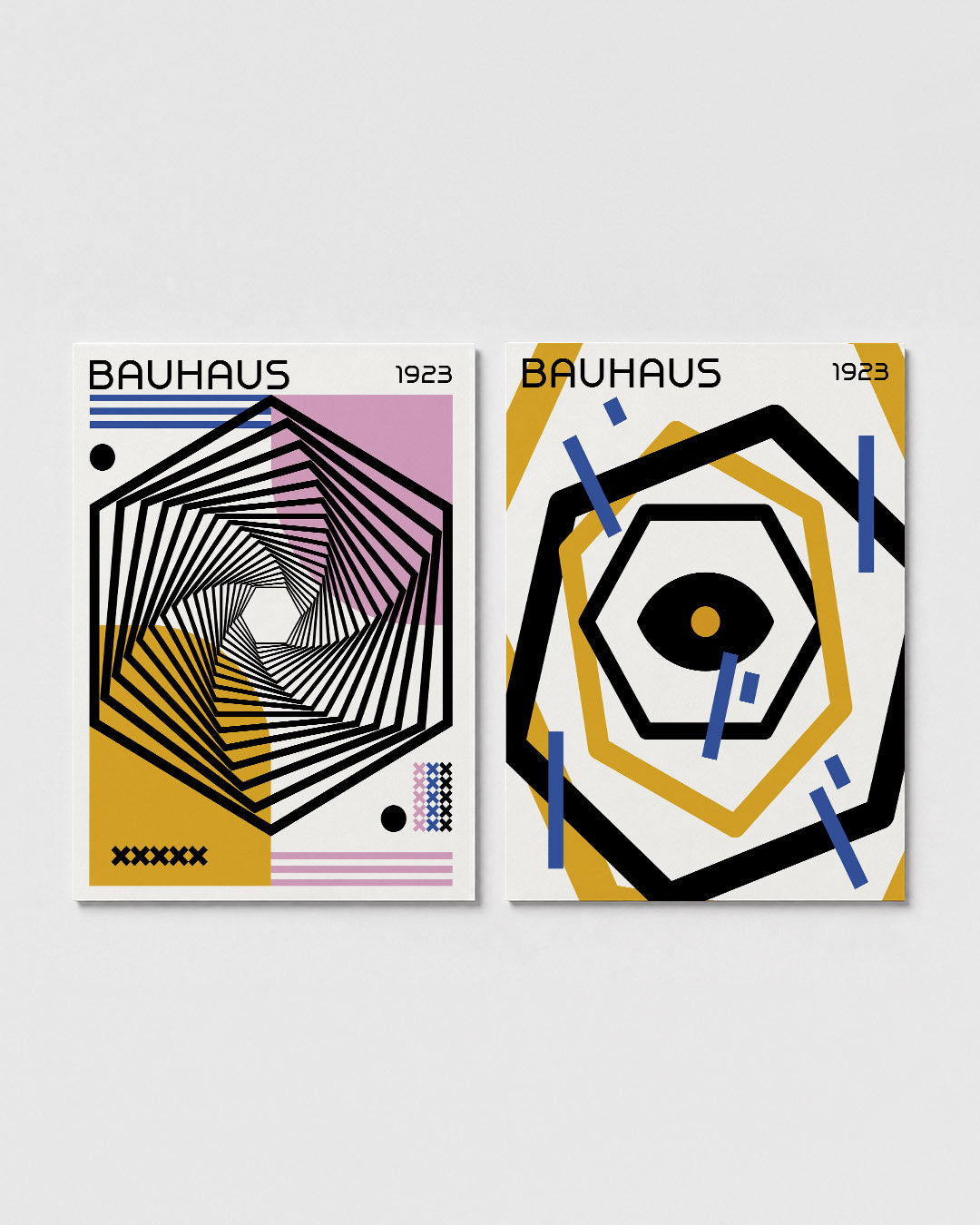 Spiraal en kleurvlakken Posterset
