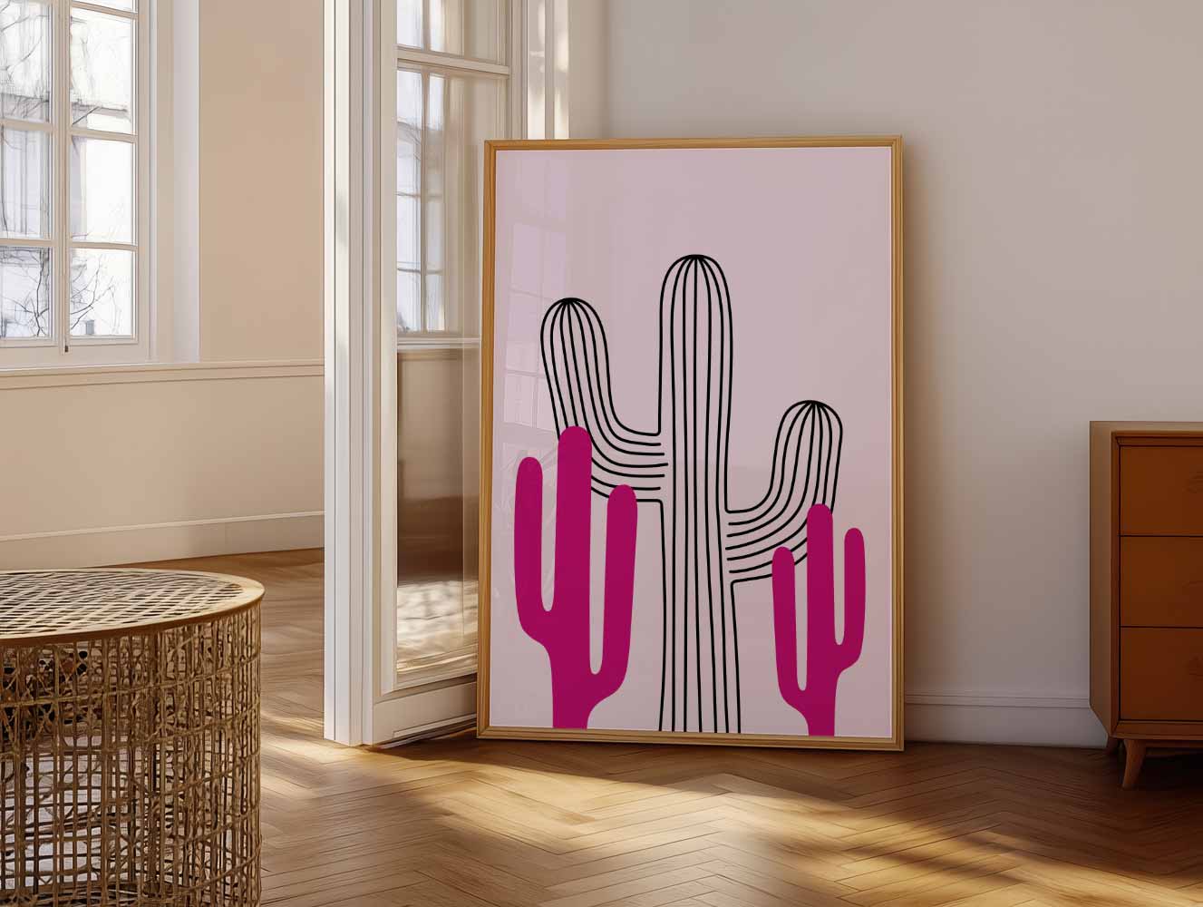 Felgekleurde Cactus Illustratie Poster-WallArtistic