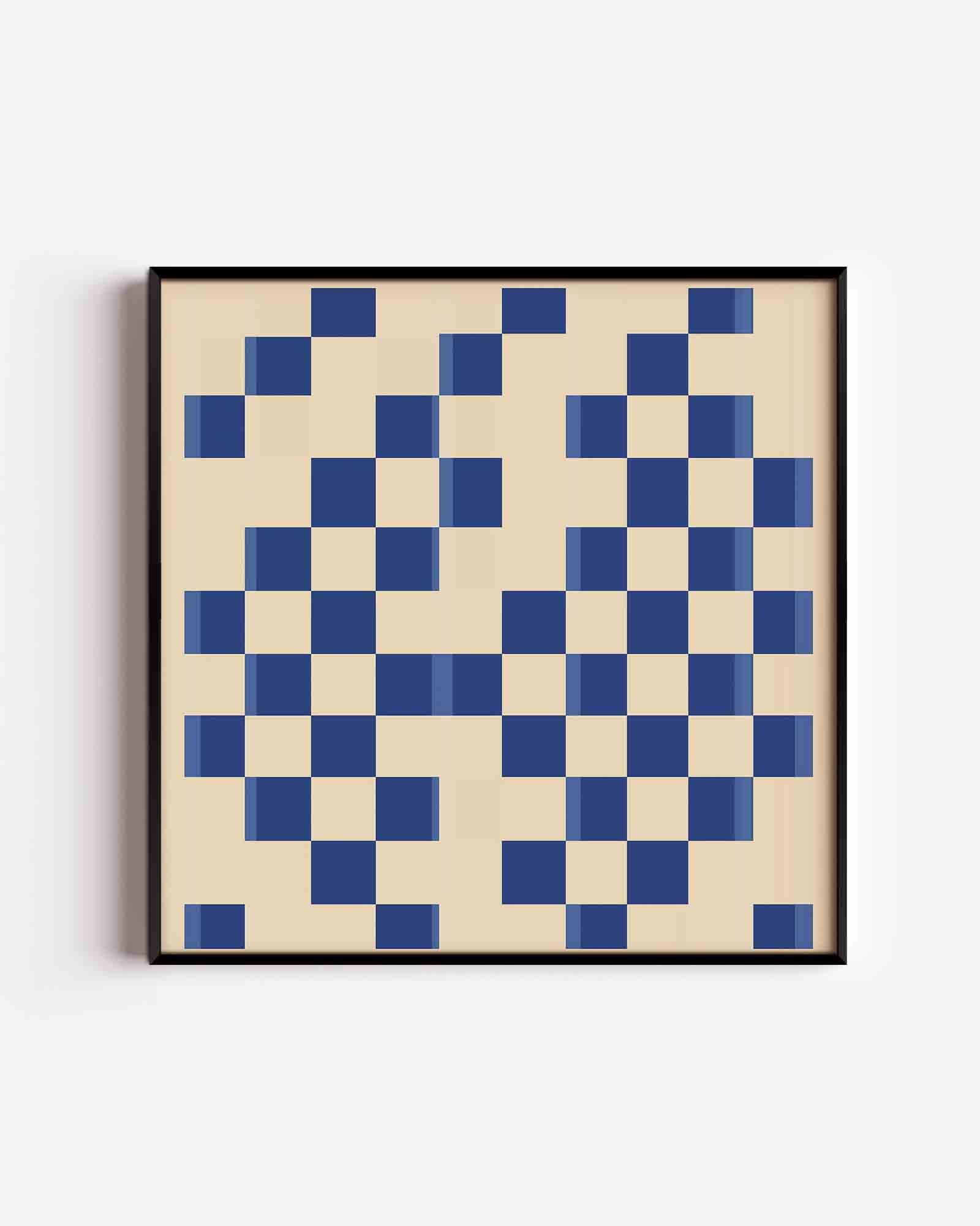 Blauwe ruitpatroon Poster