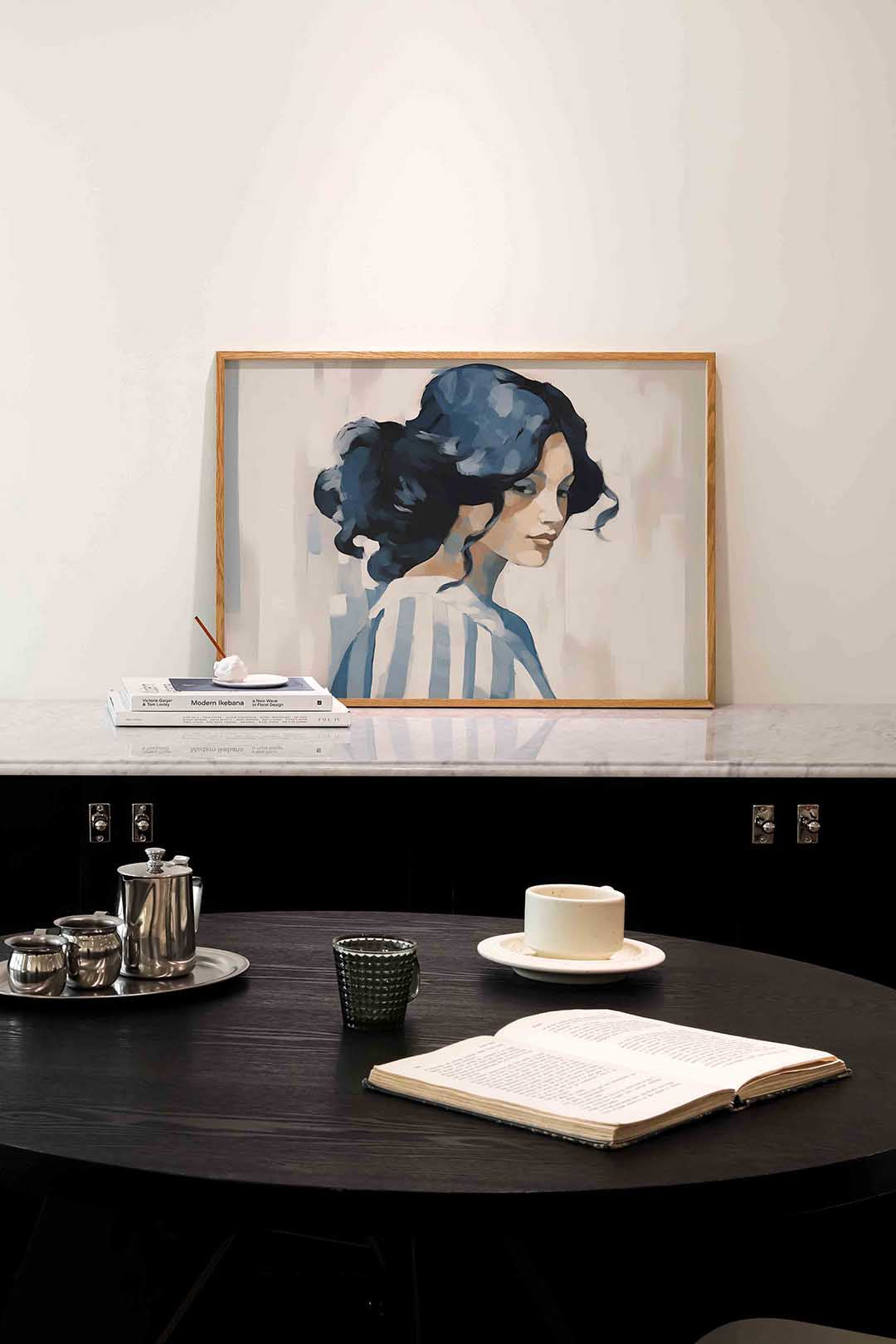 Vrouw met blauwe haren Poster