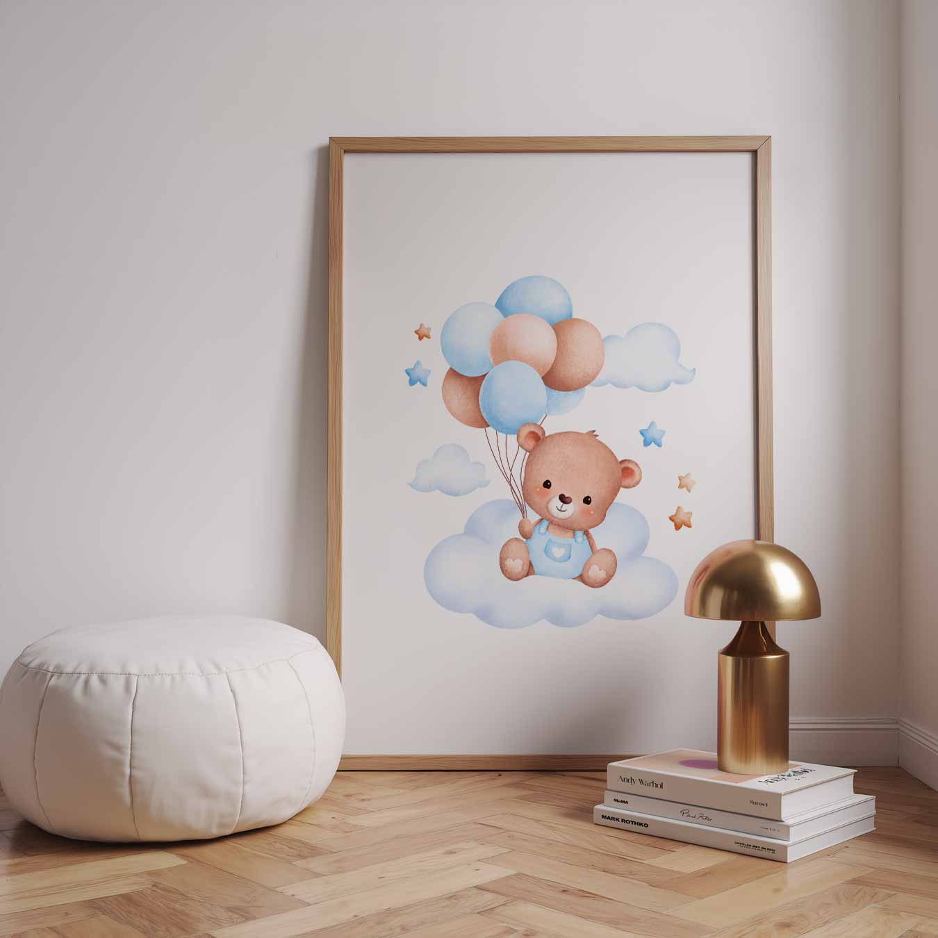 Schattige Teddybeer op Dromenwolk Poster-WallArtistic