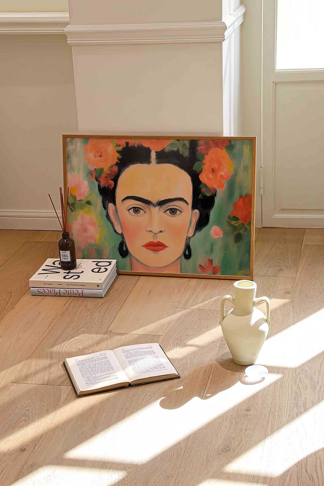 Portret met bloemen Poster
