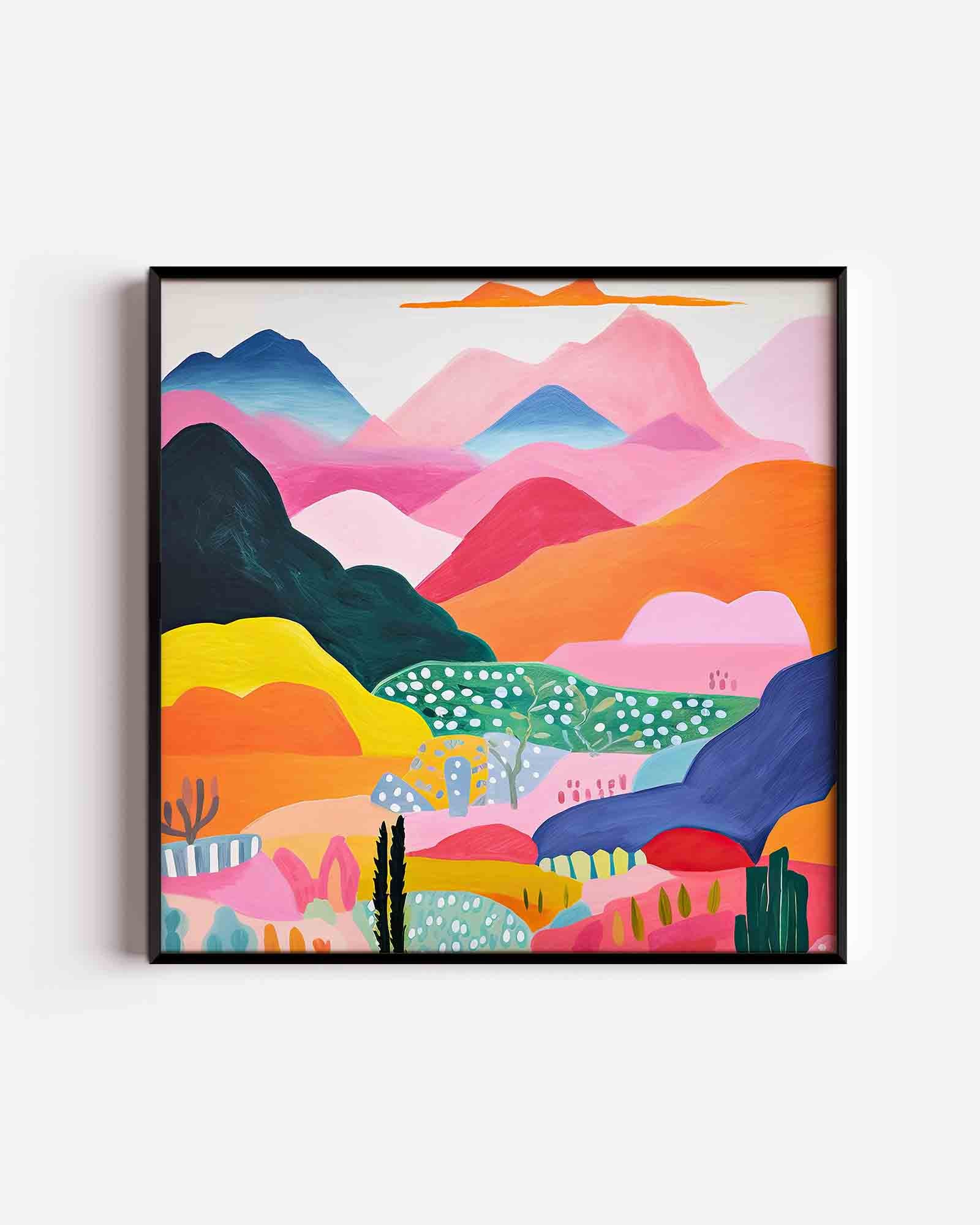 Berglandschap in felle kleuren Poster