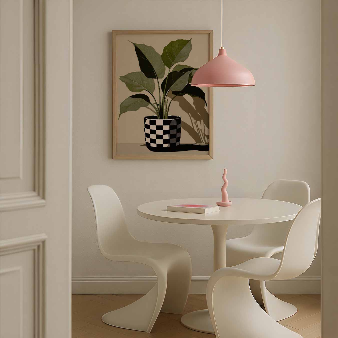 Stijlvolle Plant in Schakenpot Poster-WallArtistic