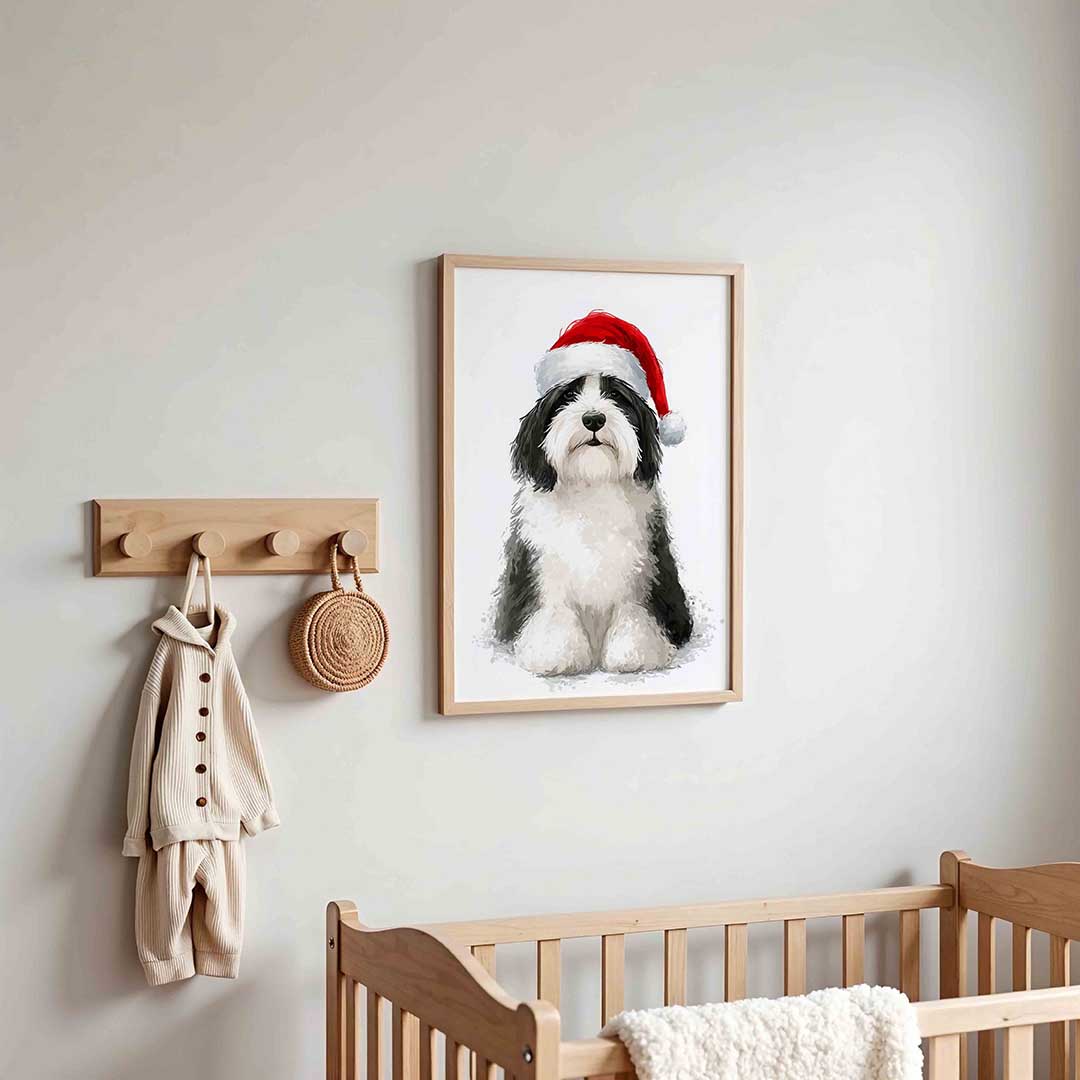 Hond met kerstmuts Poster