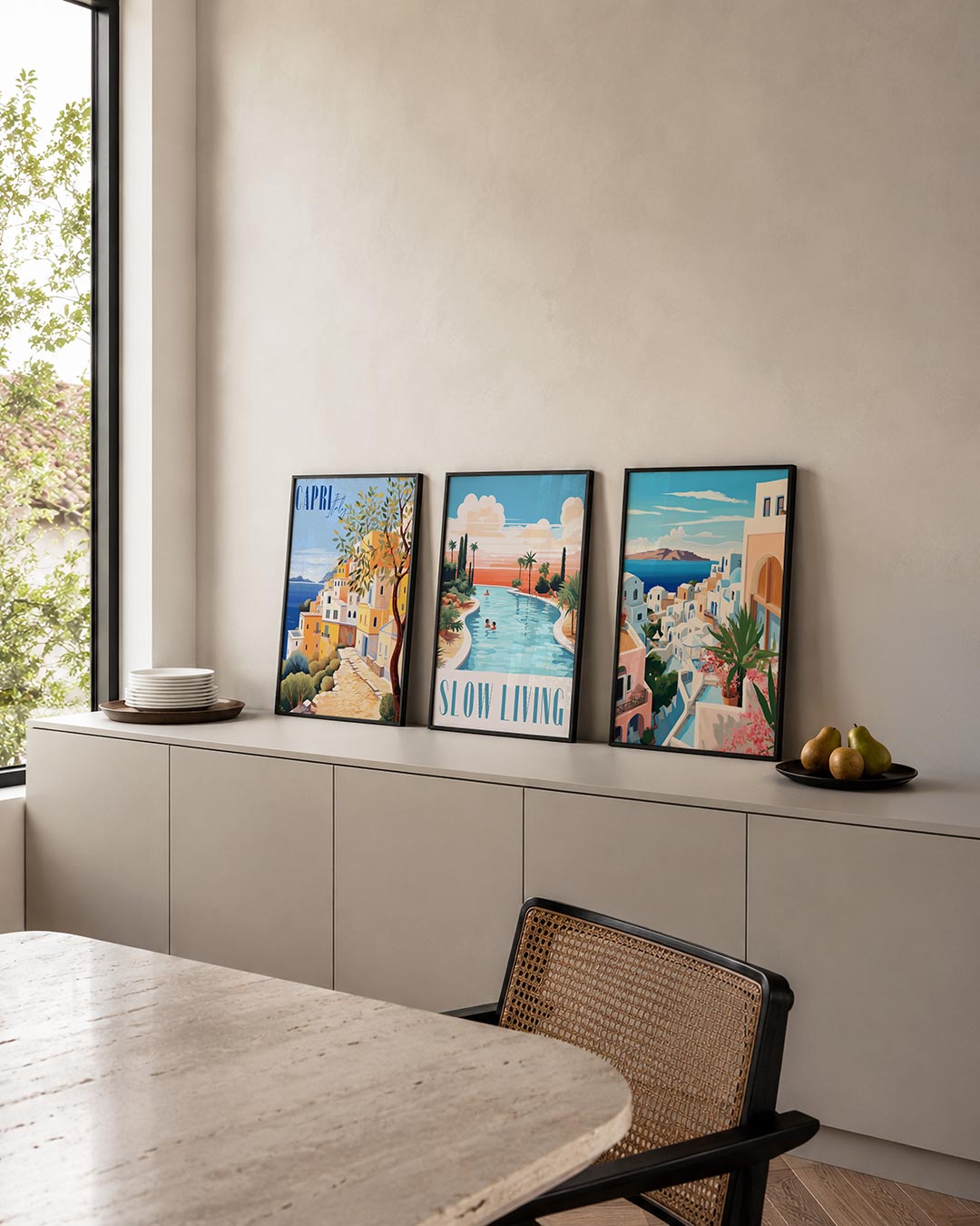 Zonnige kustlijn Posterset