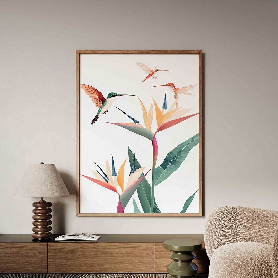 Kolibries en bloemen Poster