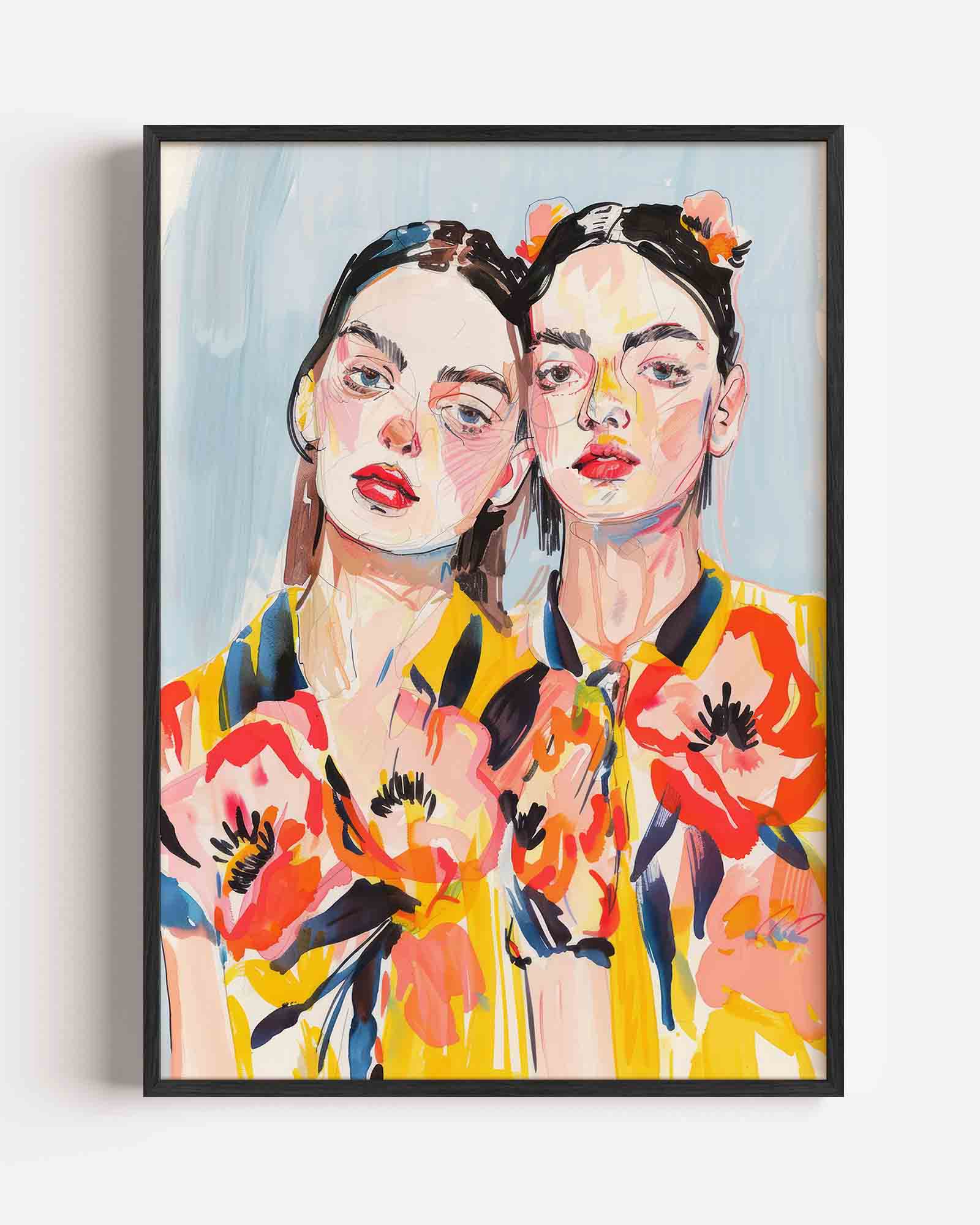 Twee vrouwen met bloemen Poster