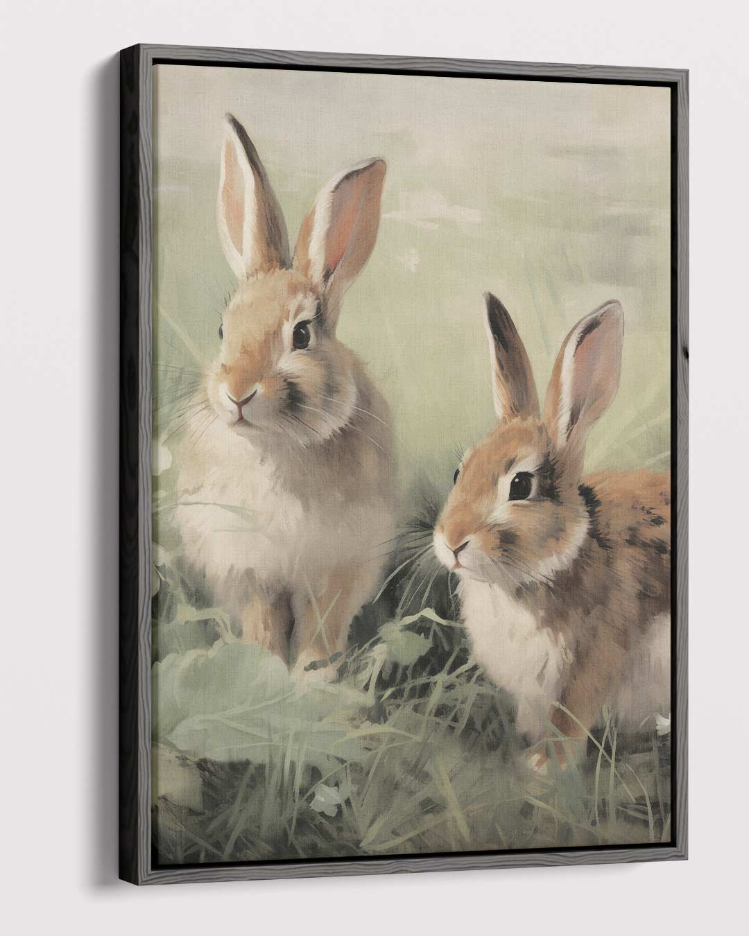 Speelse Konijntjes in de Weide Kunstwerk-canvas-dibond-plexiglas-wanddecoratie-WallArtistic