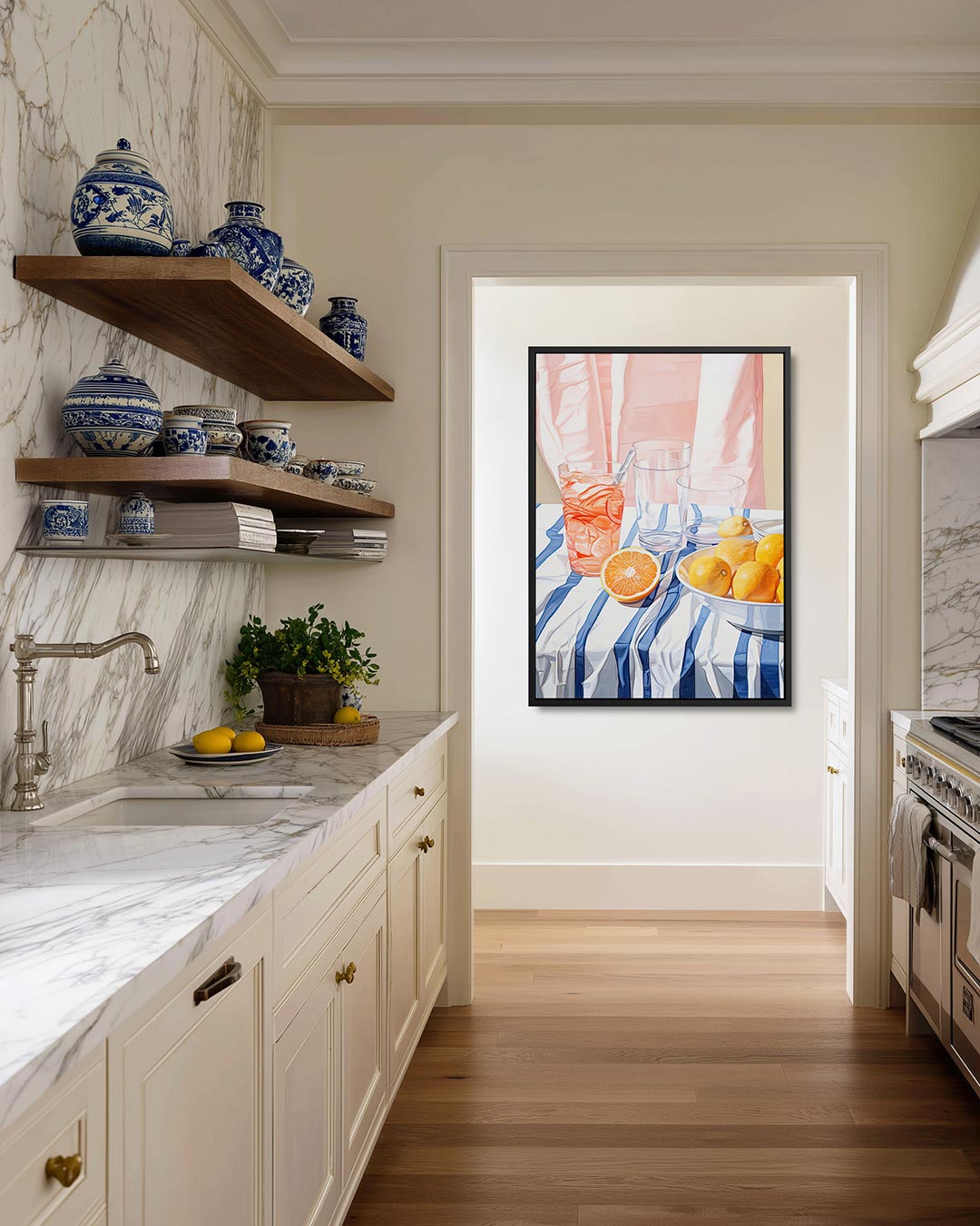 Citrus en glas Kunstwerk
