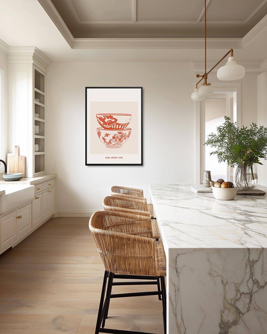 Gestapelde schalen illustratie Kunstwerk