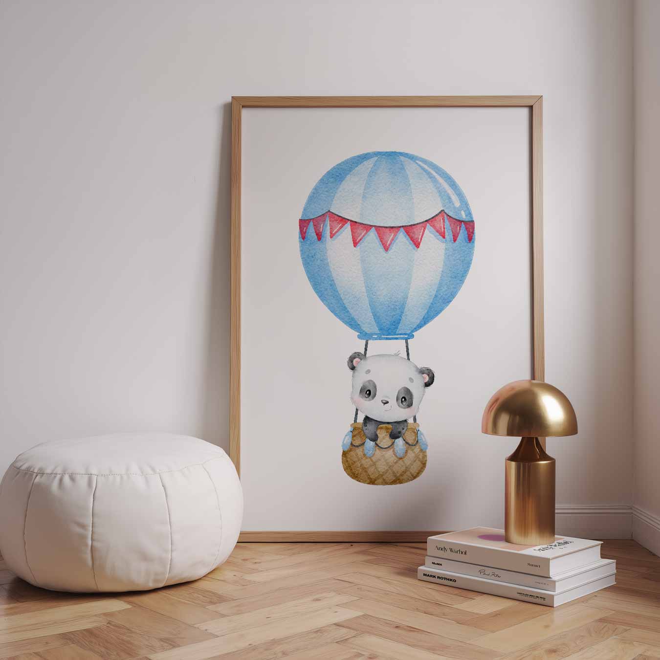 Schattige Panda In Luchtballon Poster-WallArtistic
