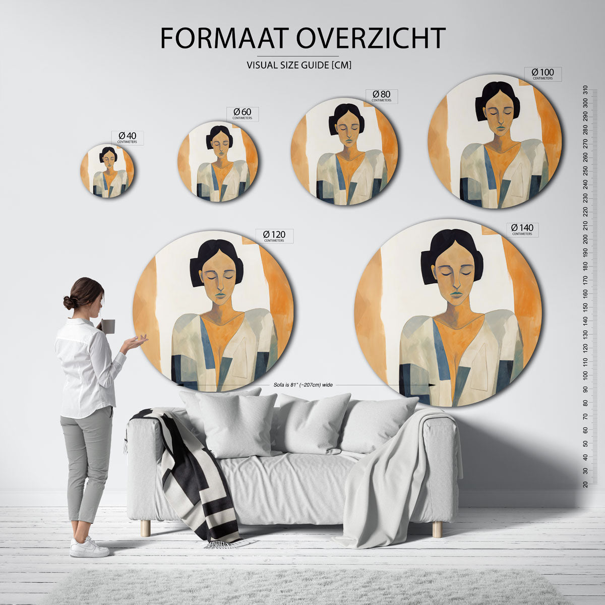 Vrouw met gesloten ogen Muurcirkel