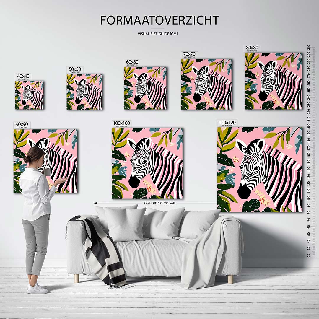 Zebra en bladeren Kunstwerk