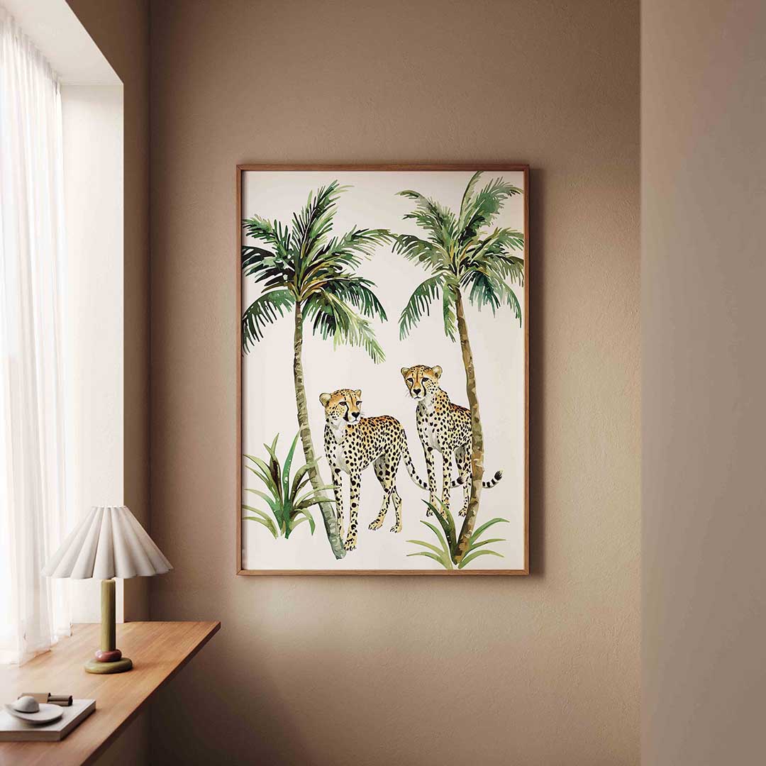 Luipaarden en palmbomen Poster