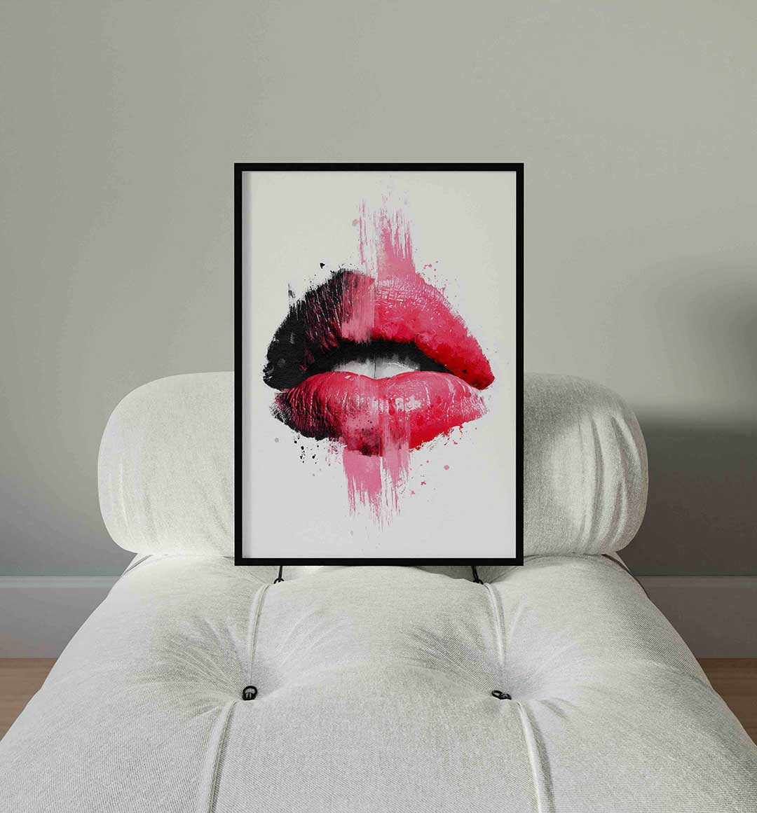Lippen in zwart en roze Poster