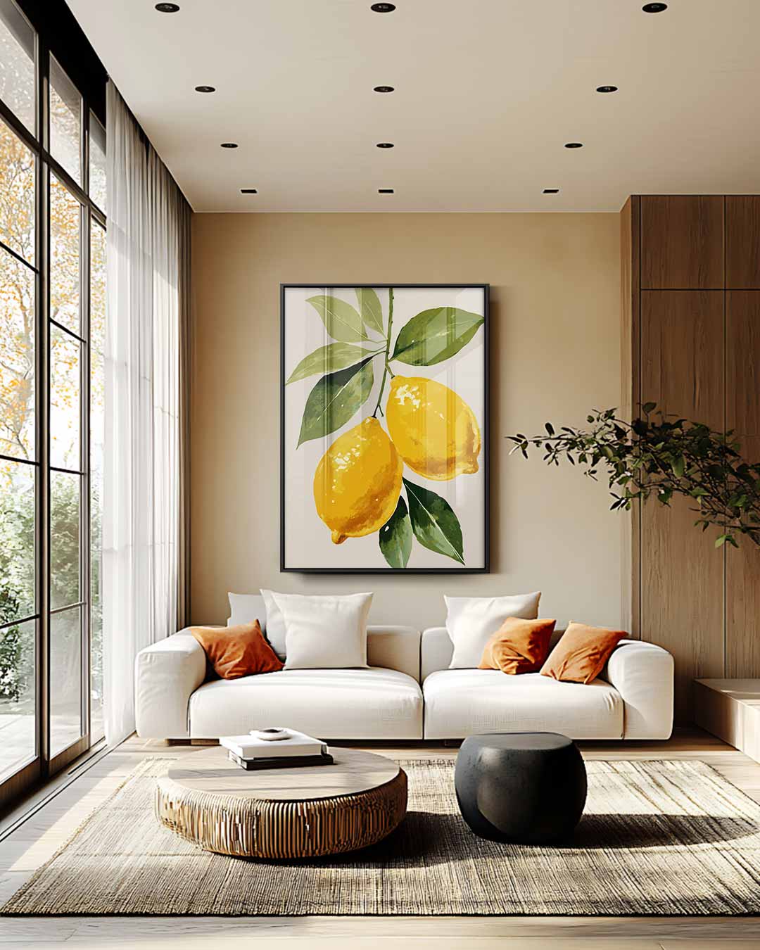 Verfrissende Citroenen Illustratie Kunstwerk-canvas-dibond-plexiglas-wanddecoratie-WallArtistic