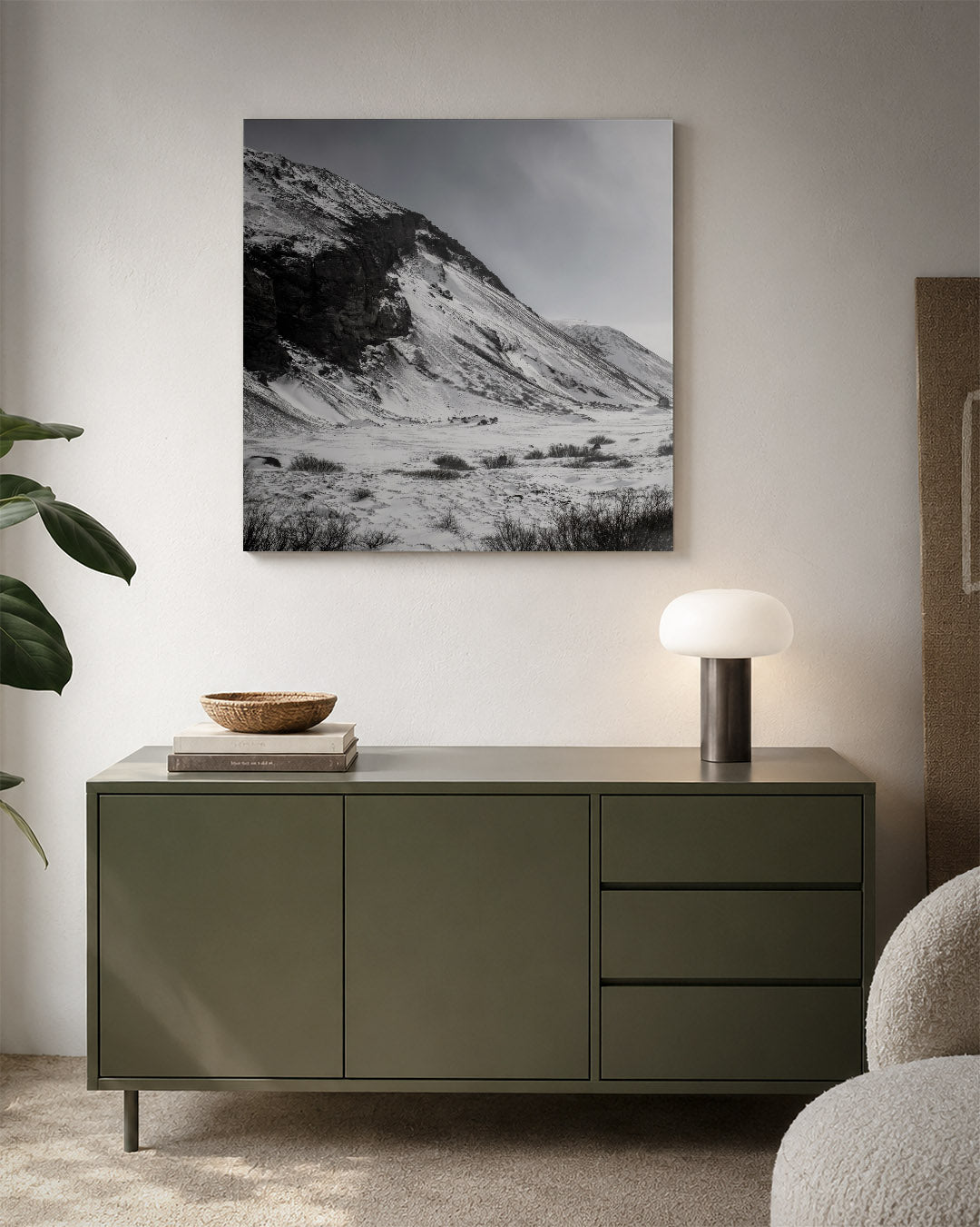 Berglandschap in de sneeuw Kunstwerk