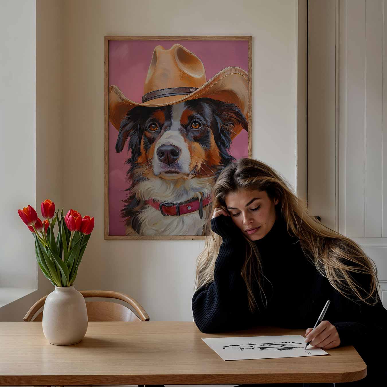 Cowboy Hond in Stijl Poster-WallArtistic