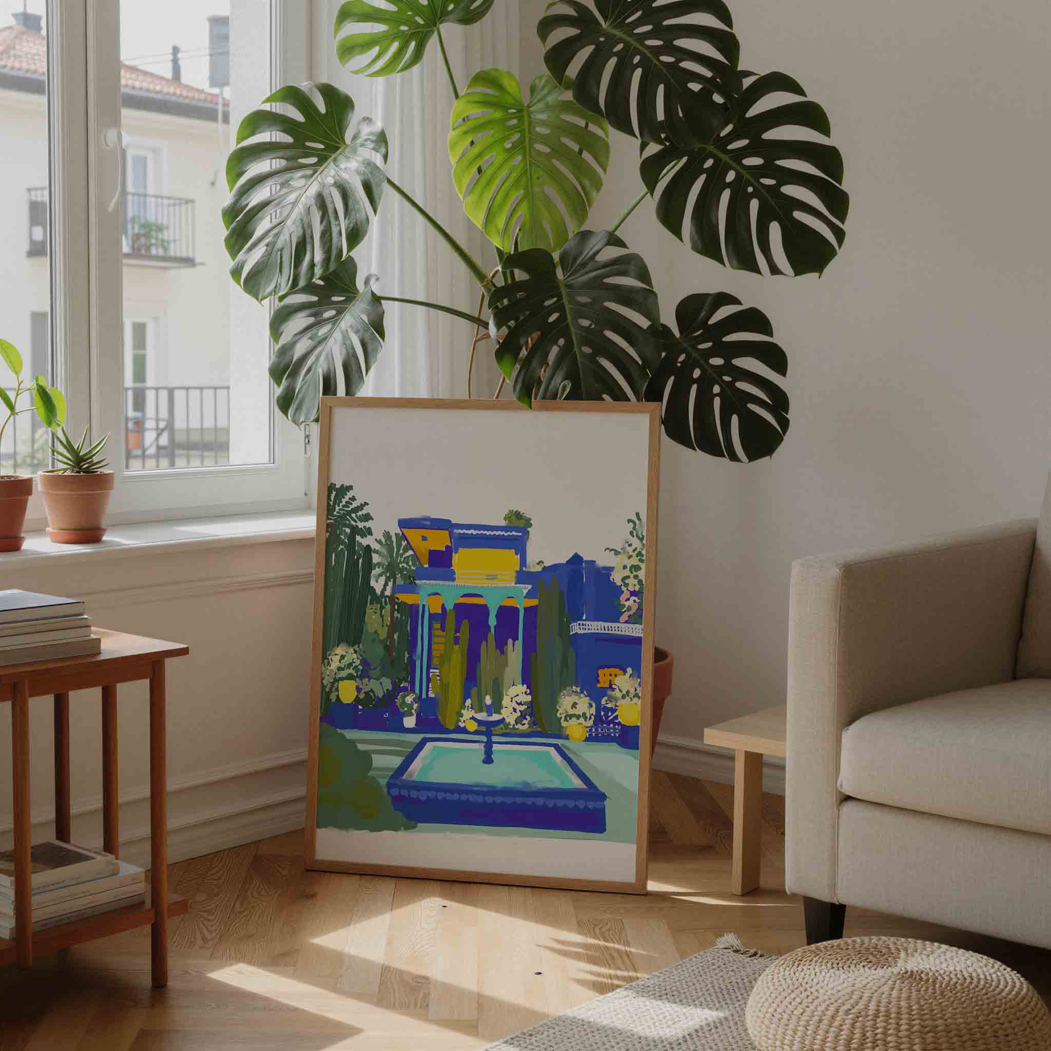 Tuin met fontein Poster