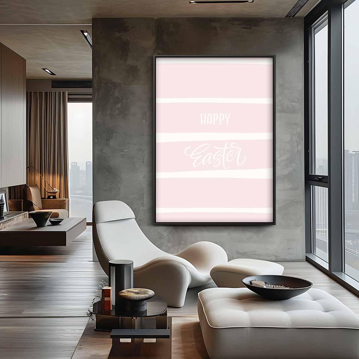 Vrolijk Pasen Retro Stijl Poster Kunstwerk-canvas-dibond-plexiglas-wanddecoratie-WallArtistic
