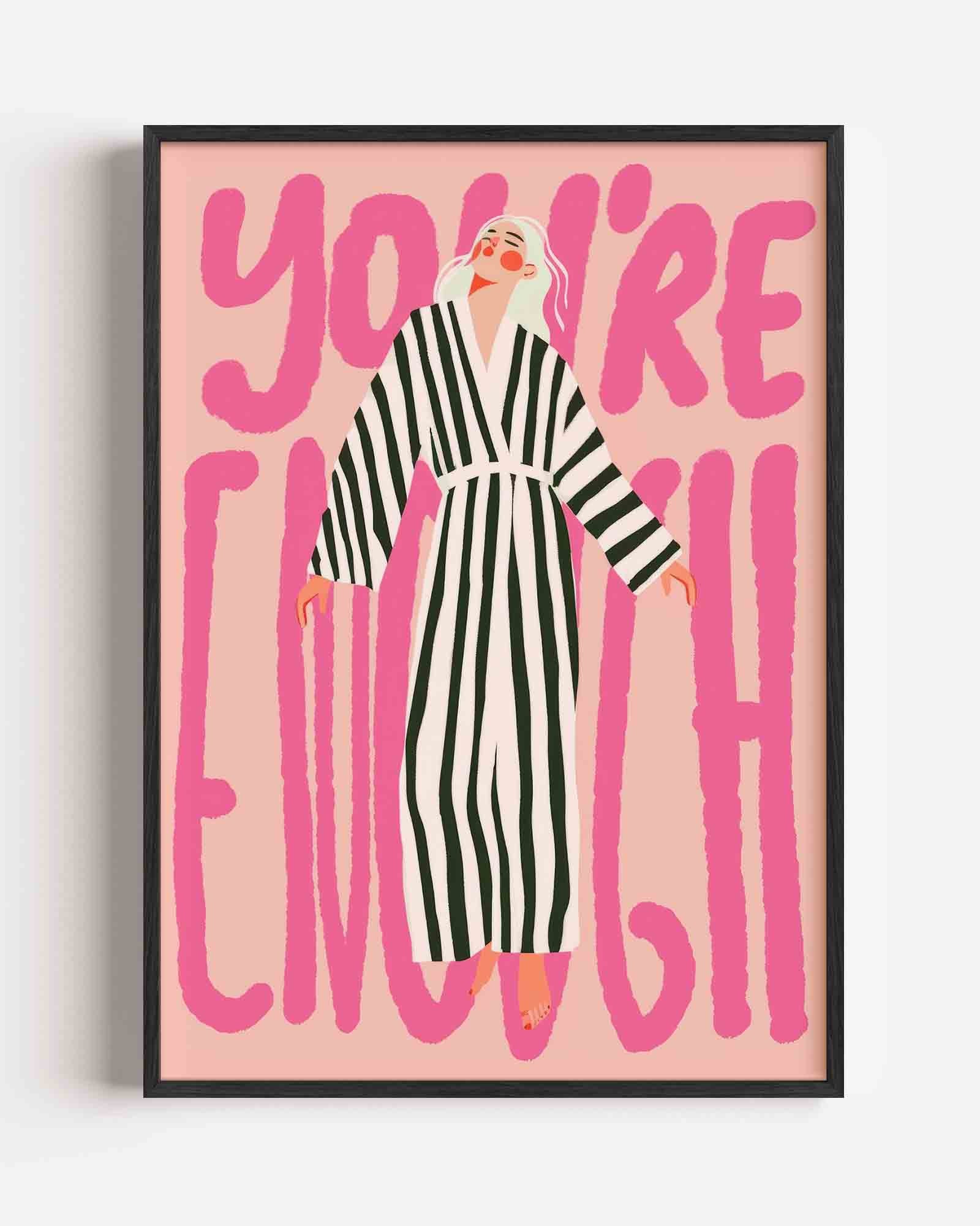 Gestreepte jurk en roze tekst Poster