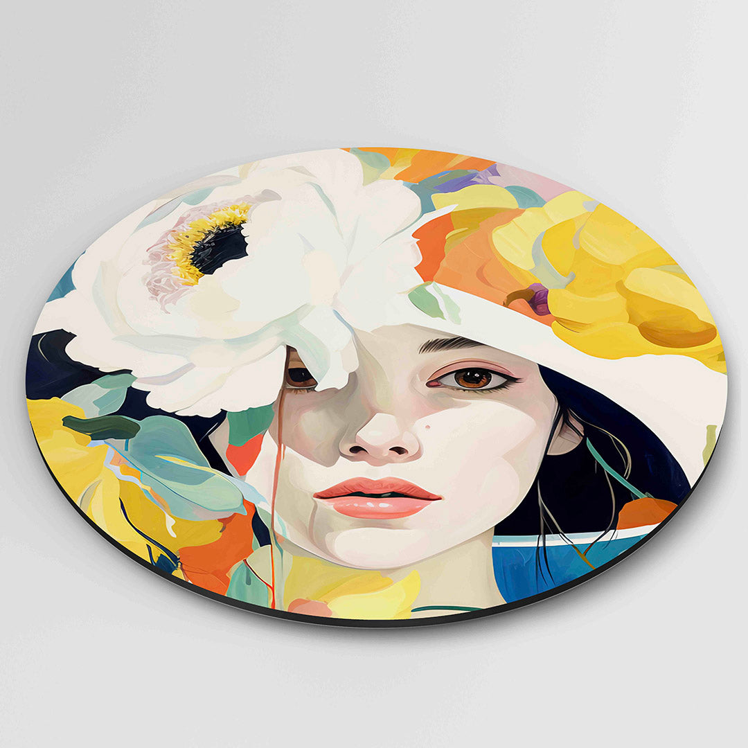 Vrouw met bloemen Muurcirkel