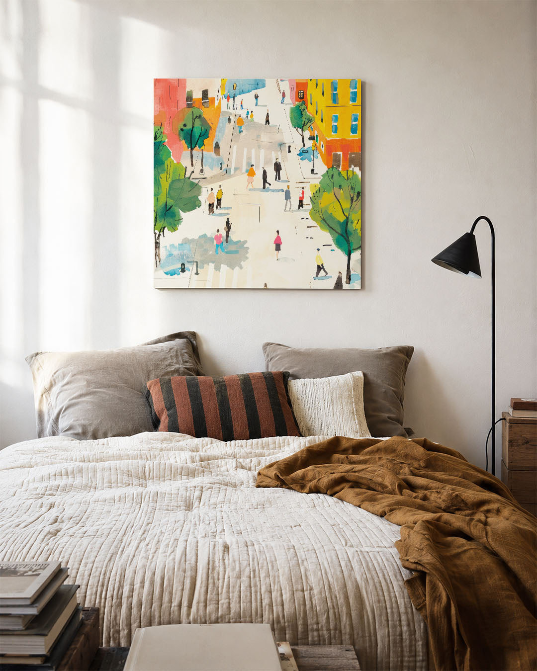 Stadsleven in kleur Kunstwerk