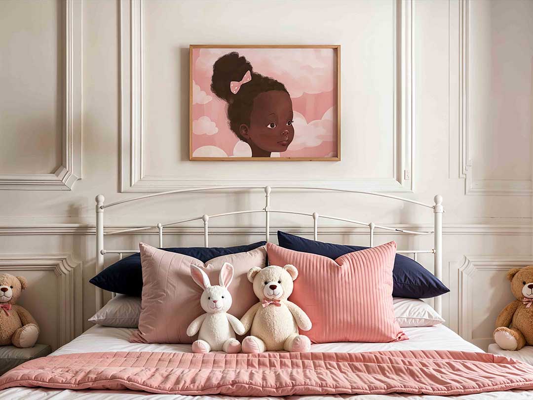 Meisje met roze strik Poster