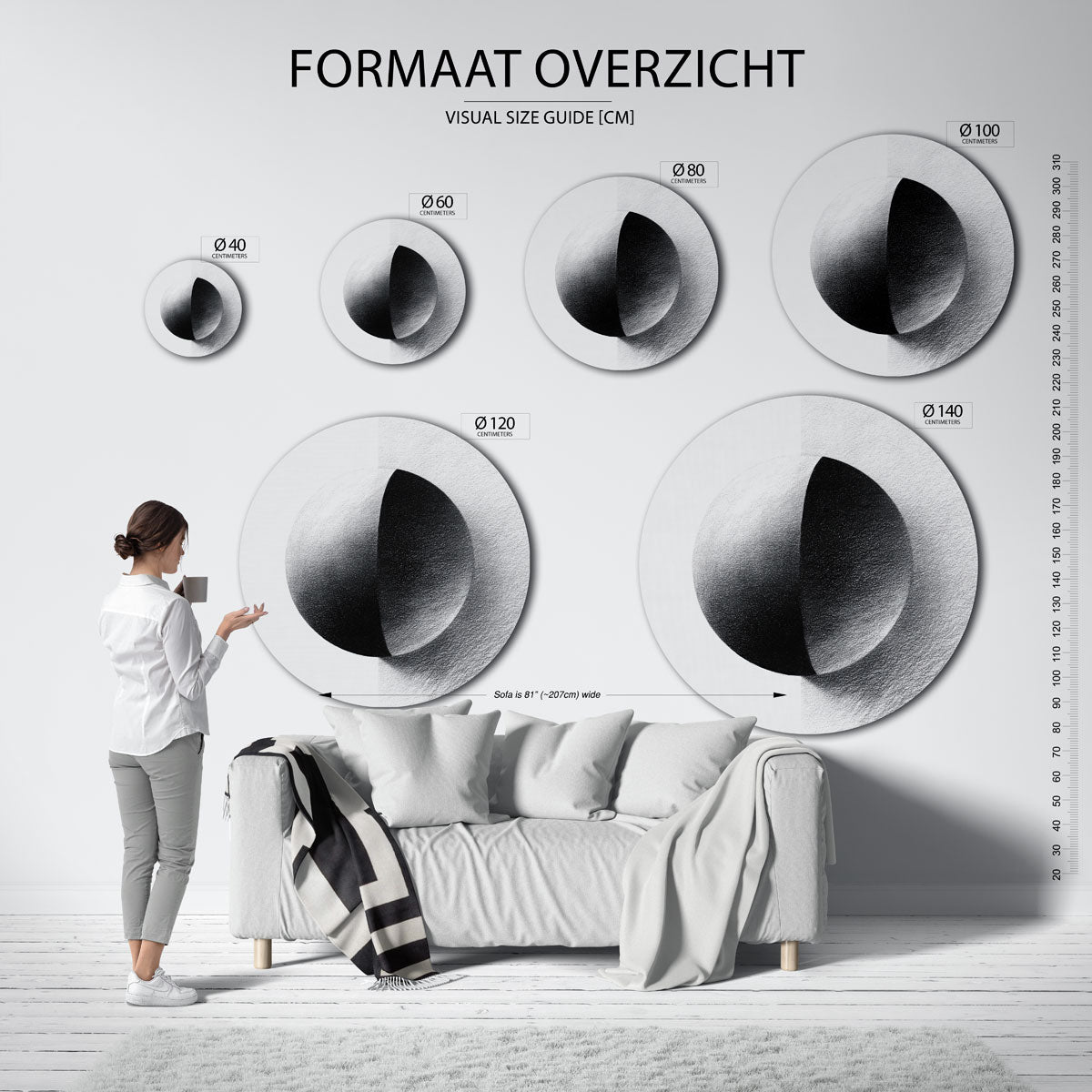 Zwart witte bol Muurcirkel