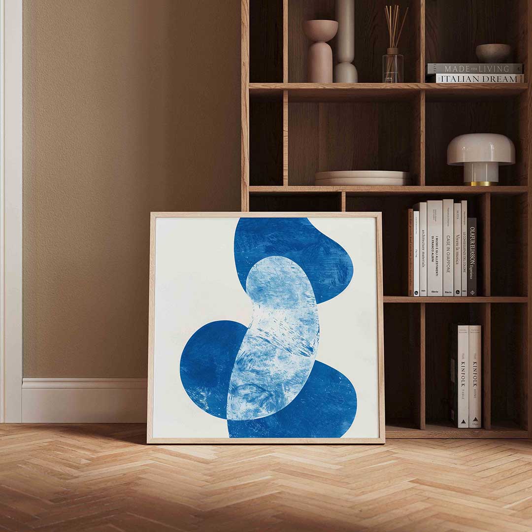 Abstracte blauwe vormen Poster