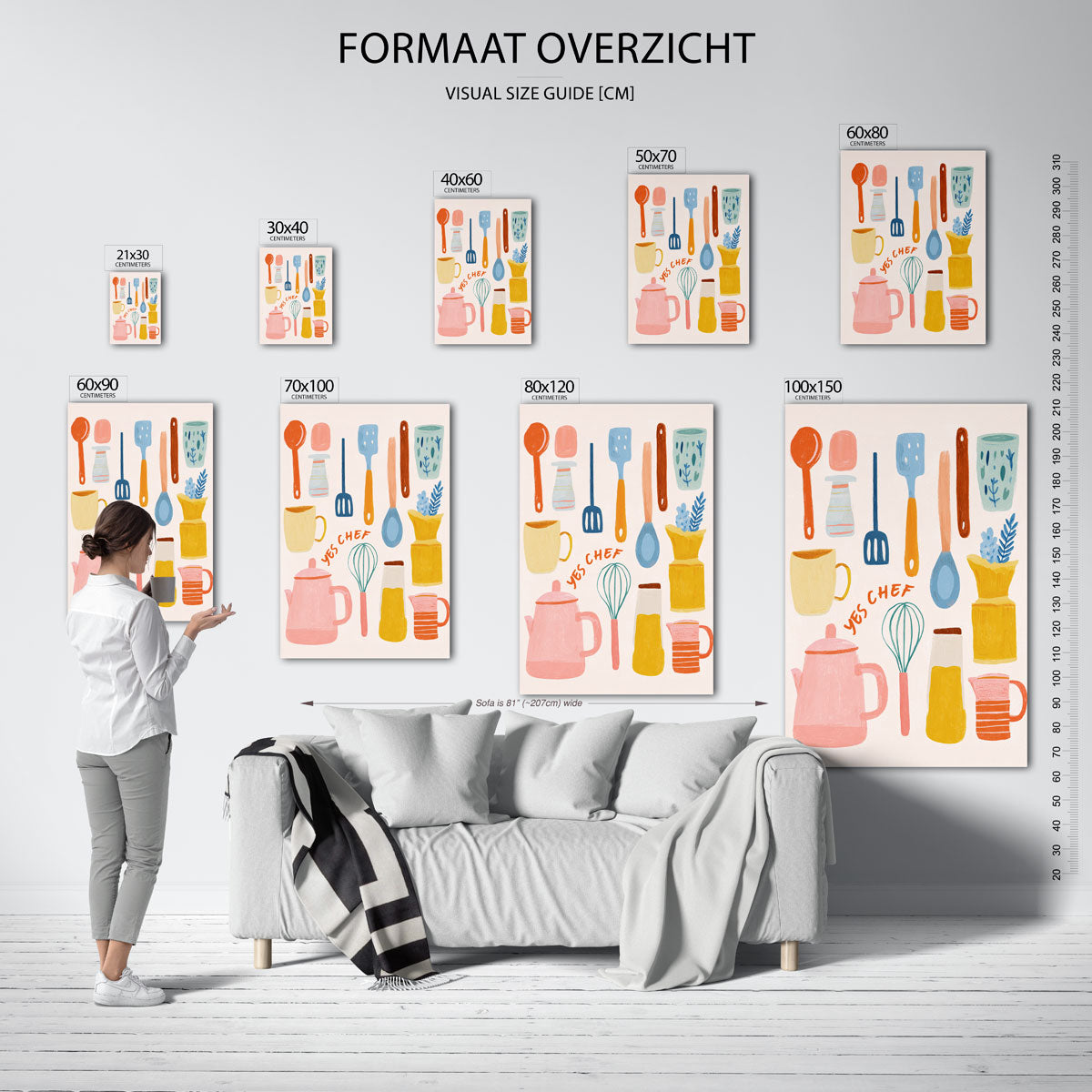 Keukengerei en kopjes Poster