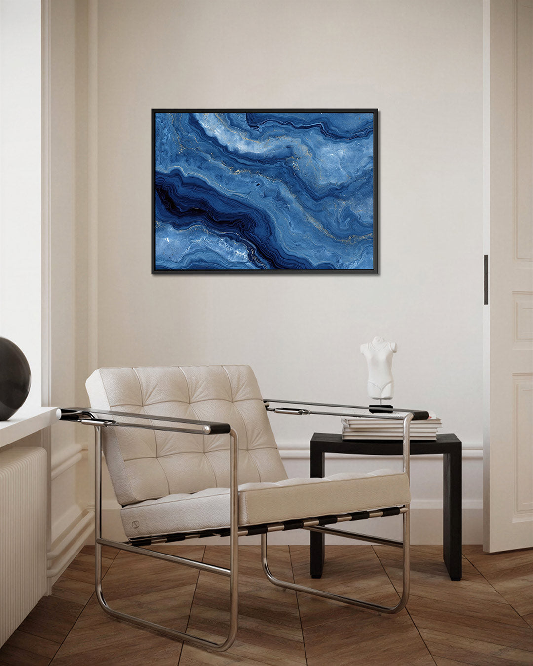 Golvende blauwe patronen Kunstwerk