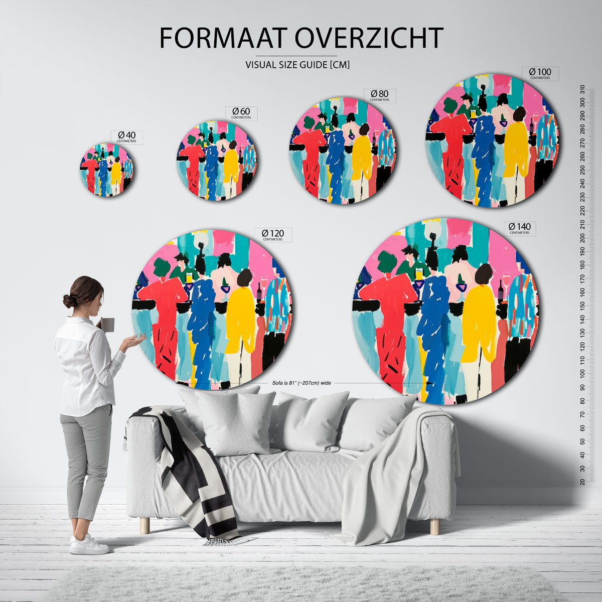 Kleurrijke figuren Muurcirkel