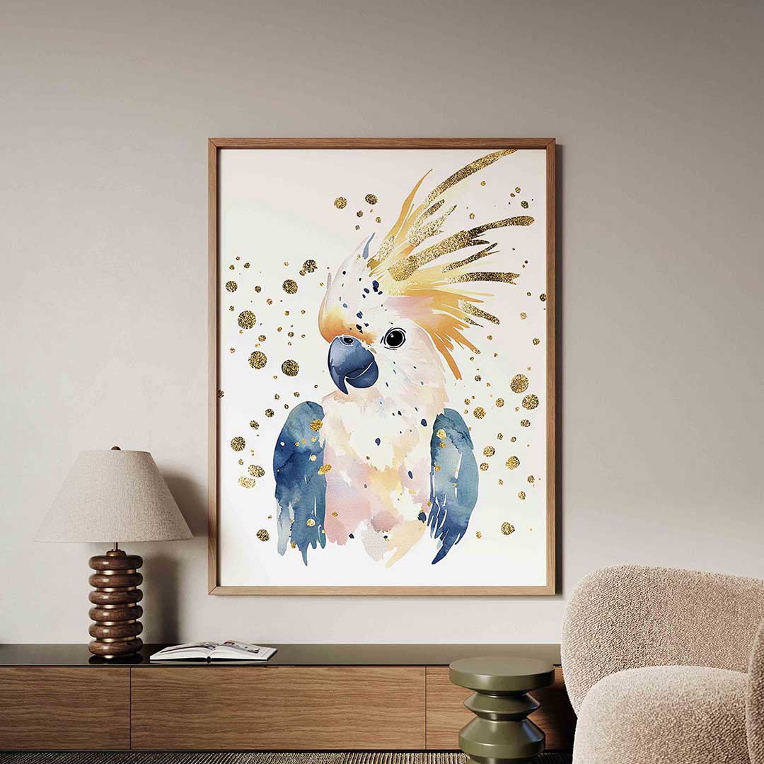 Papegaai met gouden accenten Poster