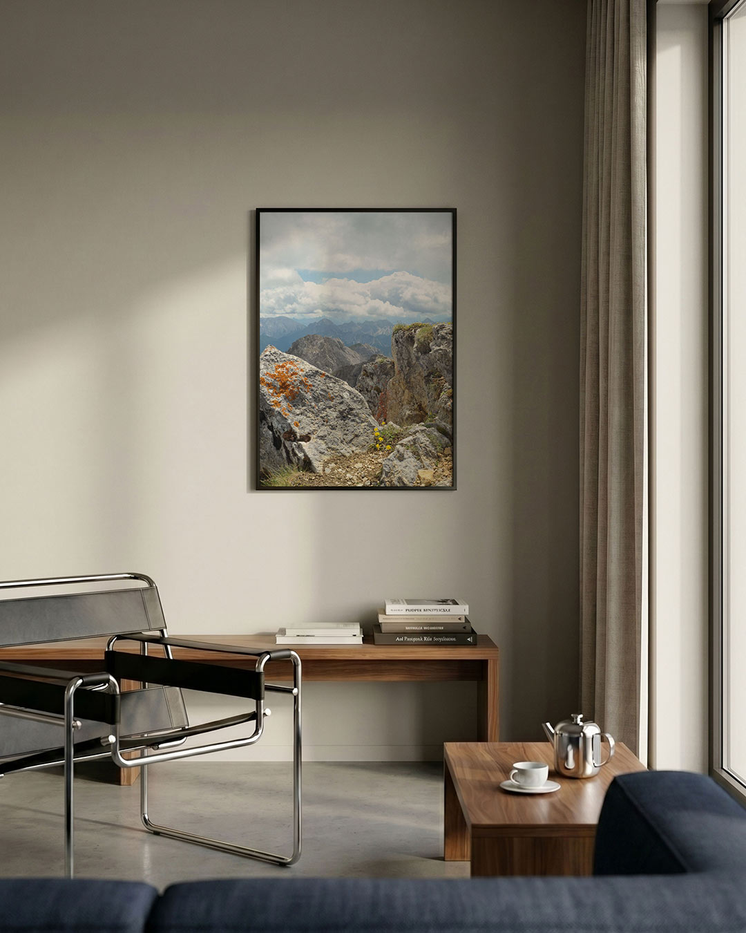 Berglandschap met rotsen Poster