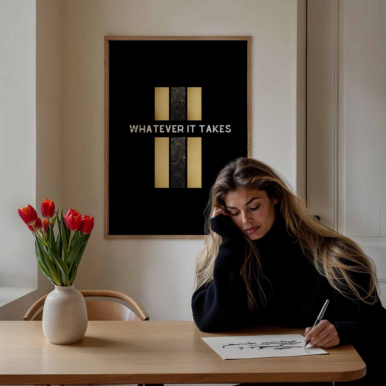 Motiverende Goud & Zwart Poster-WallArtistic