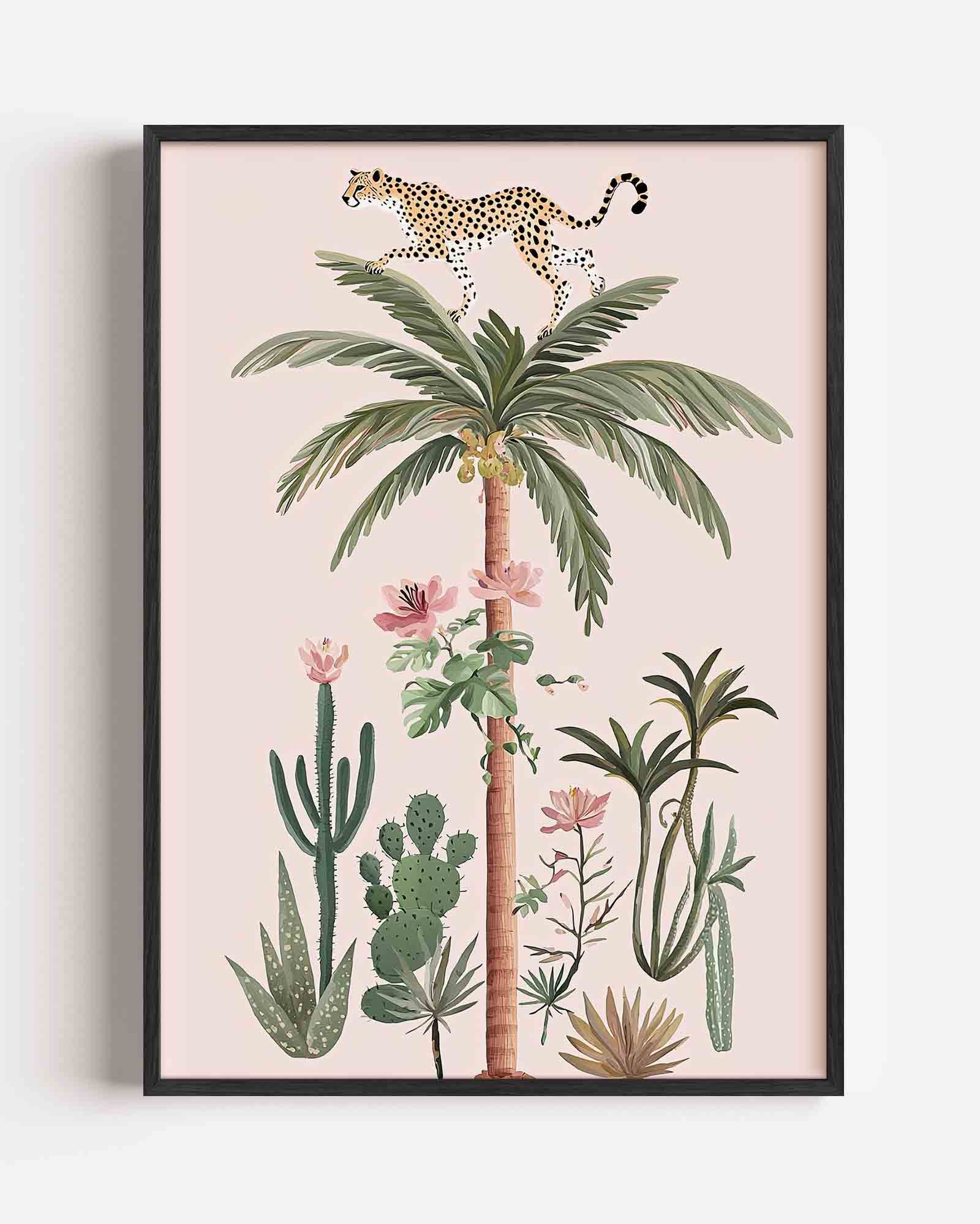 Luipaard op palm Poster
