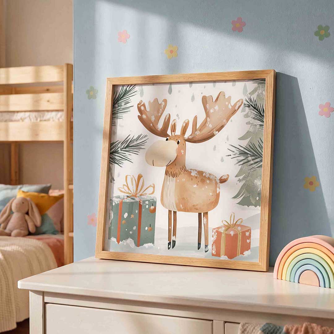 Rendier met cadeaus Poster