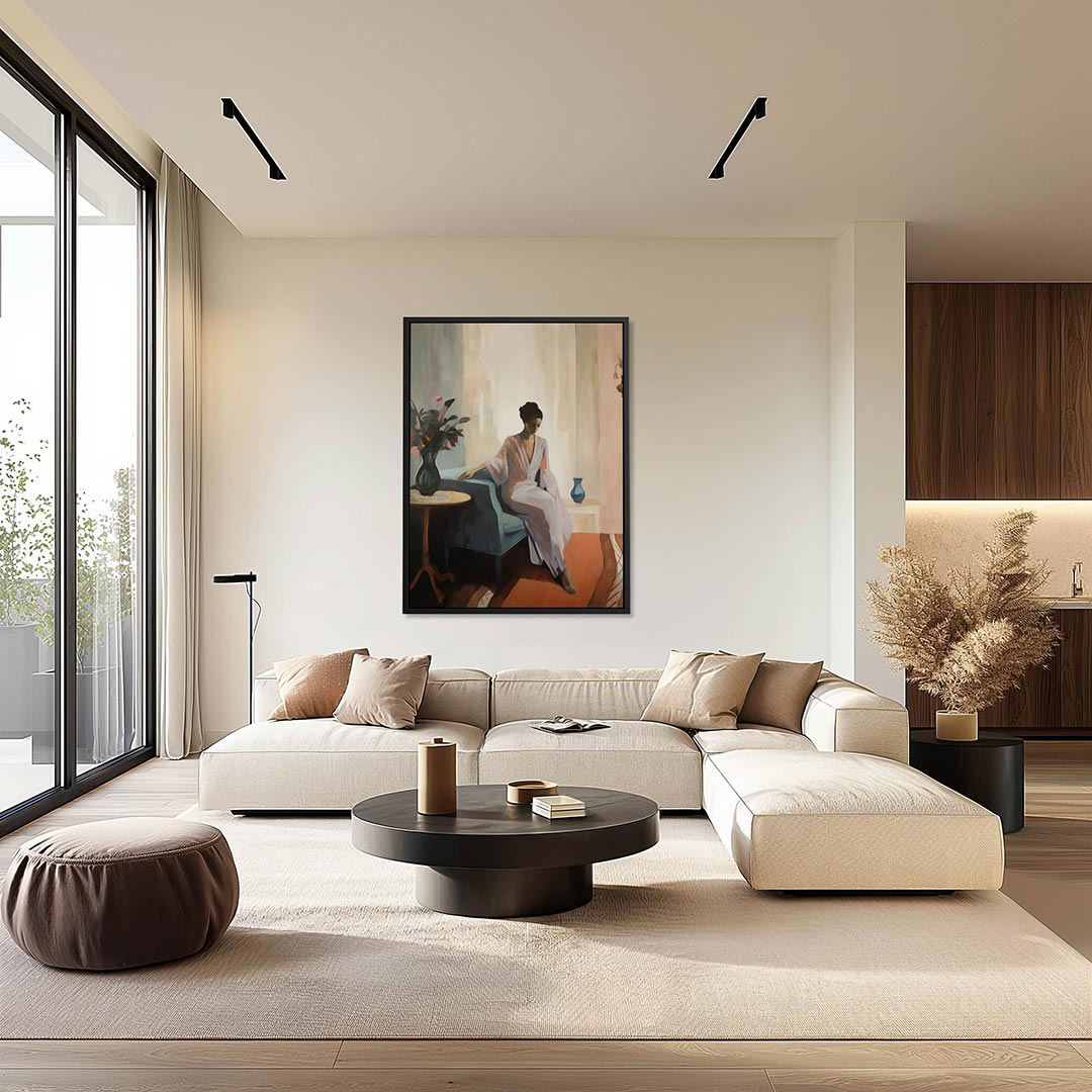 Vrouw in interieur Kunstwerk